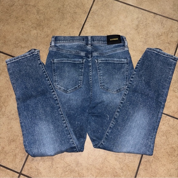 Express High Rise Button-Fly Blue Jeans 👖 2R - Picture 4 of 5